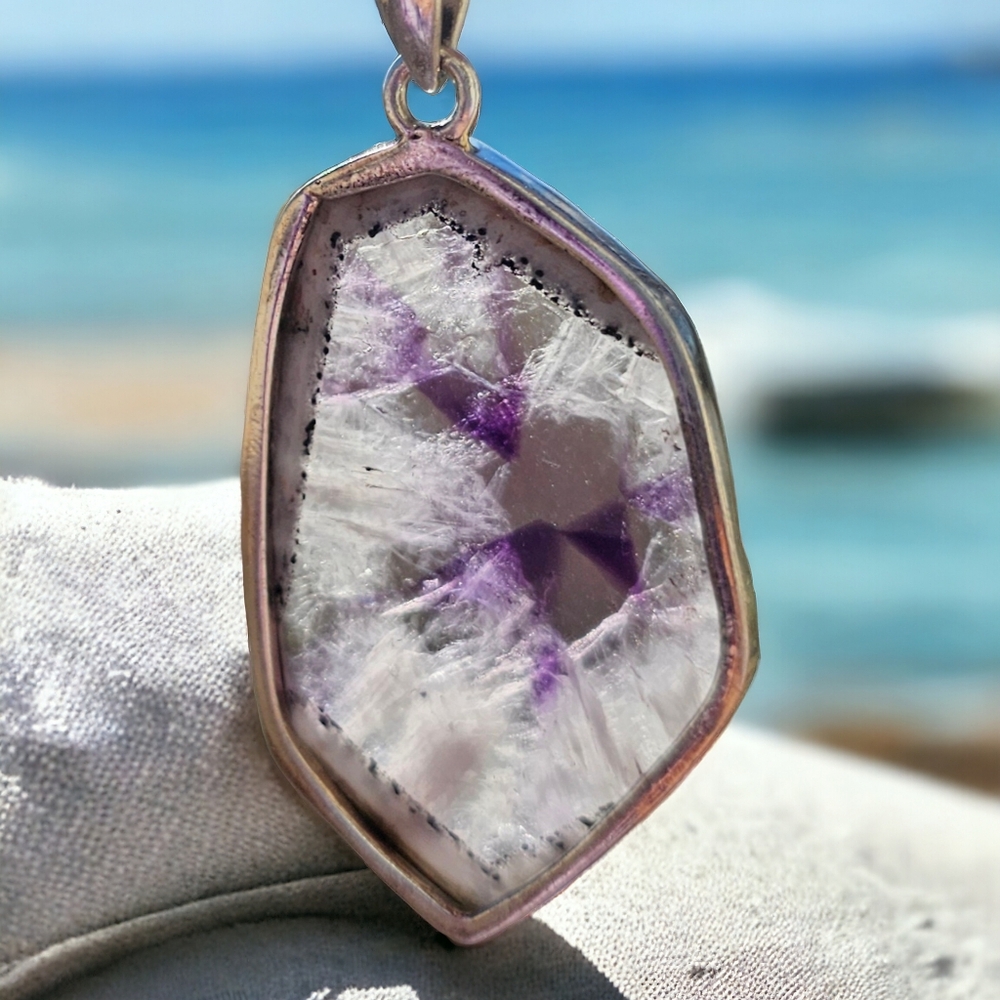 Genuine Trapiche Amethyst Sterling Silver Necklace